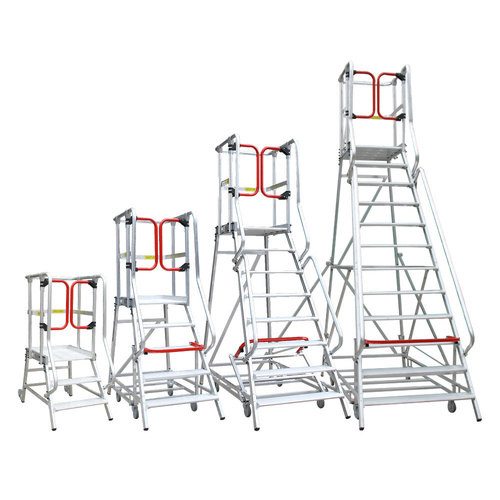 Monstar Pro Aluminium Rolling Order Picker Ladder - 200kg Rated