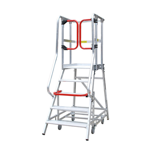 Monstar Pro 5 Steps Aluminium Rolling Platform - Order Picker Ladder - 200kg Rated
