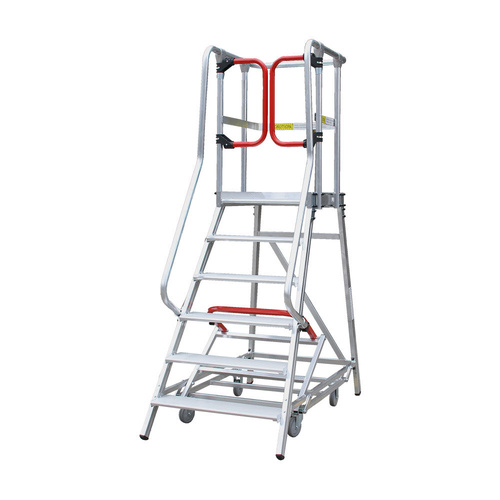 Monstar Pro 6 Steps Aluminium Rolling Platform - Order Picker Ladder - 200kg Rated