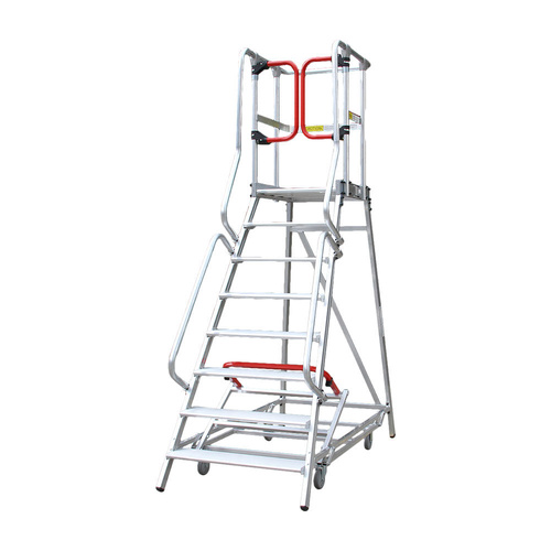 Monstar Pro 8 Steps Aluminium Rolling Platform - Order Picker Ladder - 200kg Rated