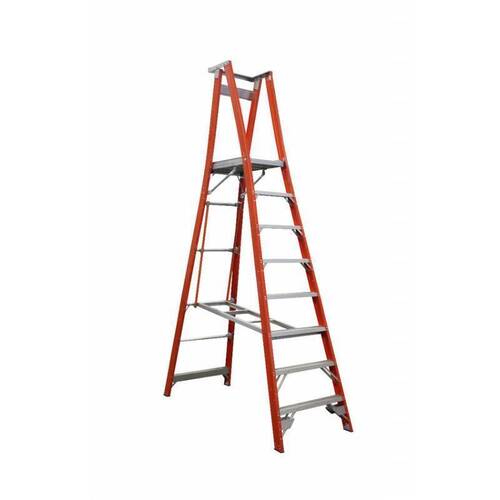 Indalex 150KG 8 step Fibreglass Platform Ladder - Platform Height - 2.4m