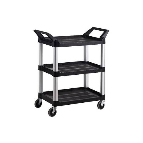 135KG Rated 3 Shelf Hospitality Cart - Commercial Trolley - Black